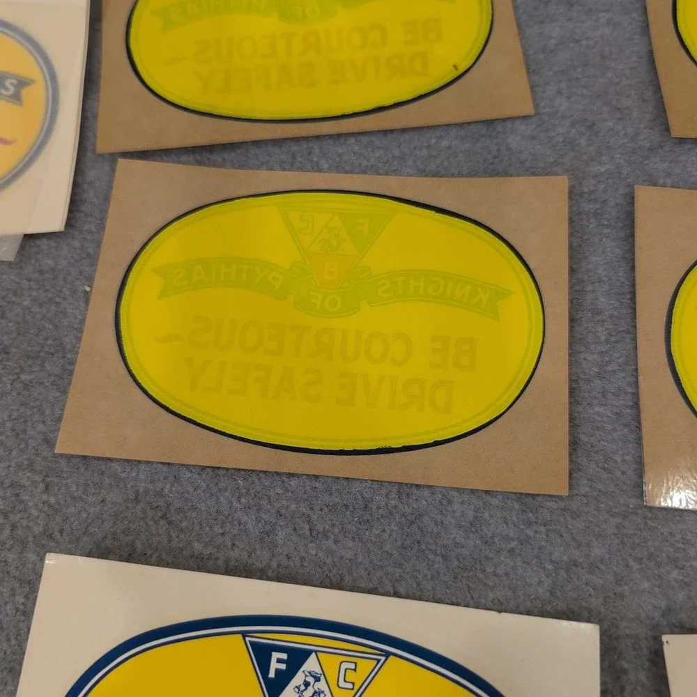 Vintage Knights of Pythias Decals Lot 14pc Be Courteous Drive Safely FCB Shield - Picture 3 of 6